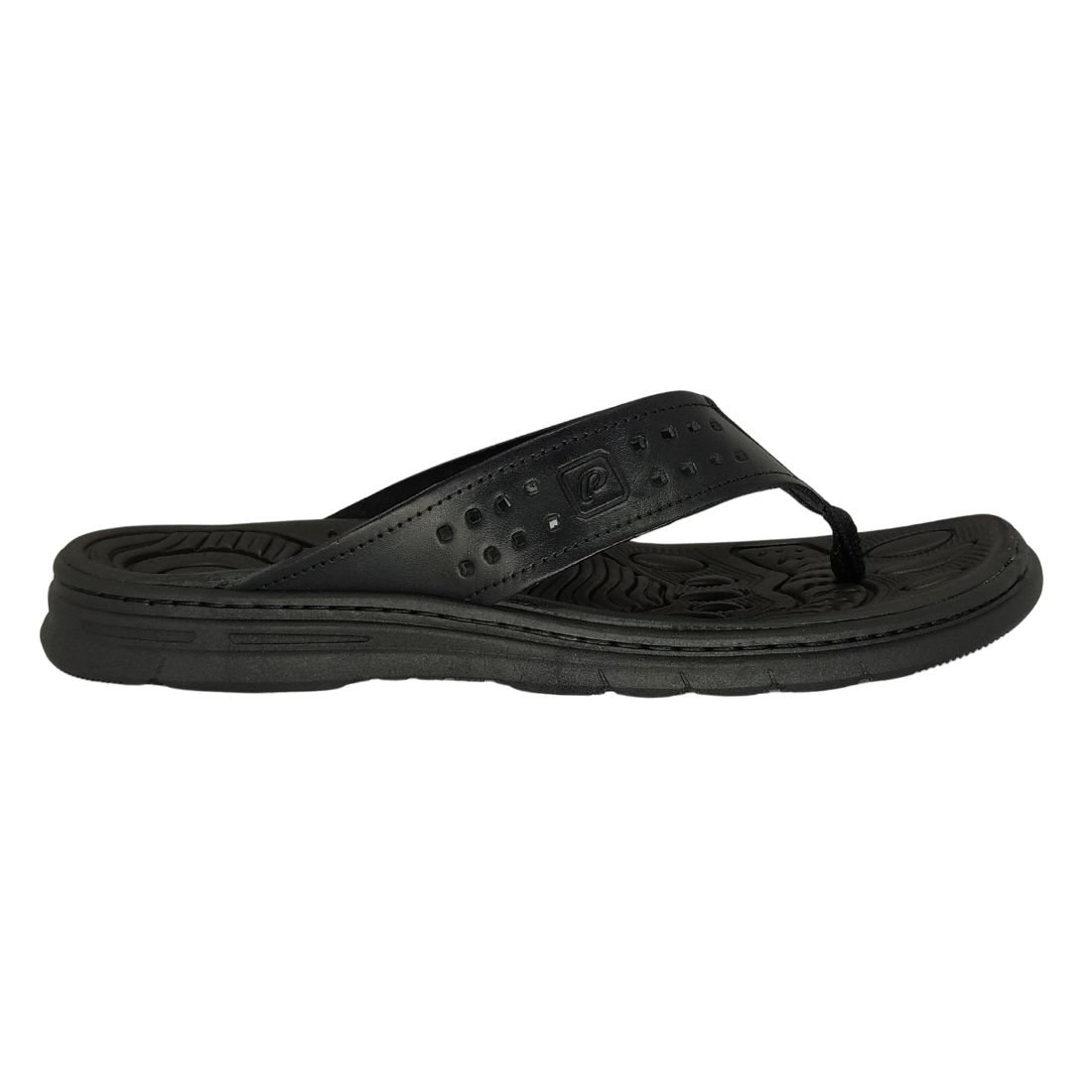 Chinelo Masculino Pegada Couro Preto 2