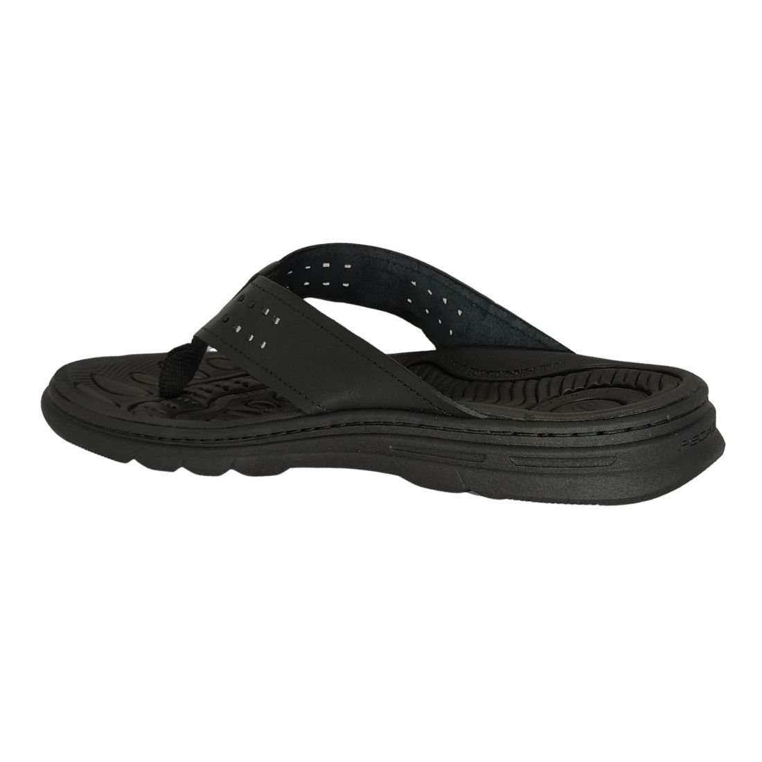 Chinelo Masculino Pegada Couro Preto 3