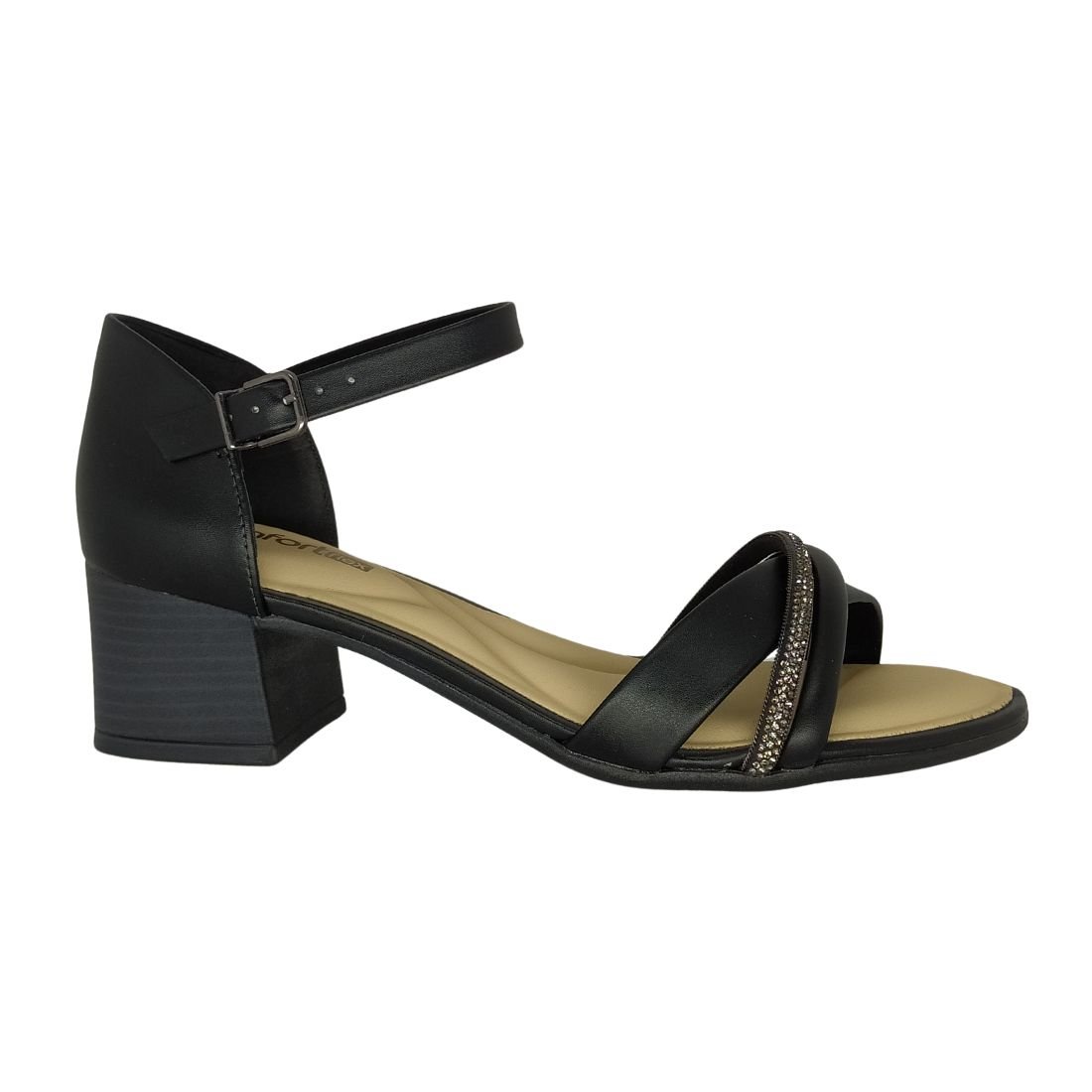 Sandália Comfortflex Salto Médio Preto 2