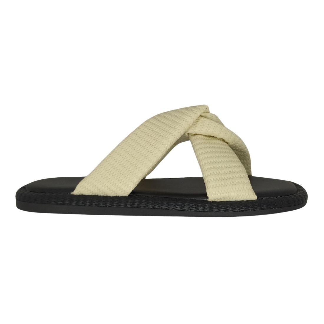 Chinelo Anna Flor Preto e Branco Branco 2