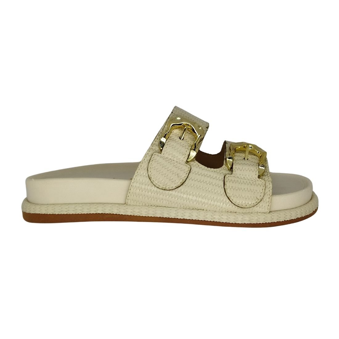 Chinelo Anna Flor Duas Fivela Branco 2