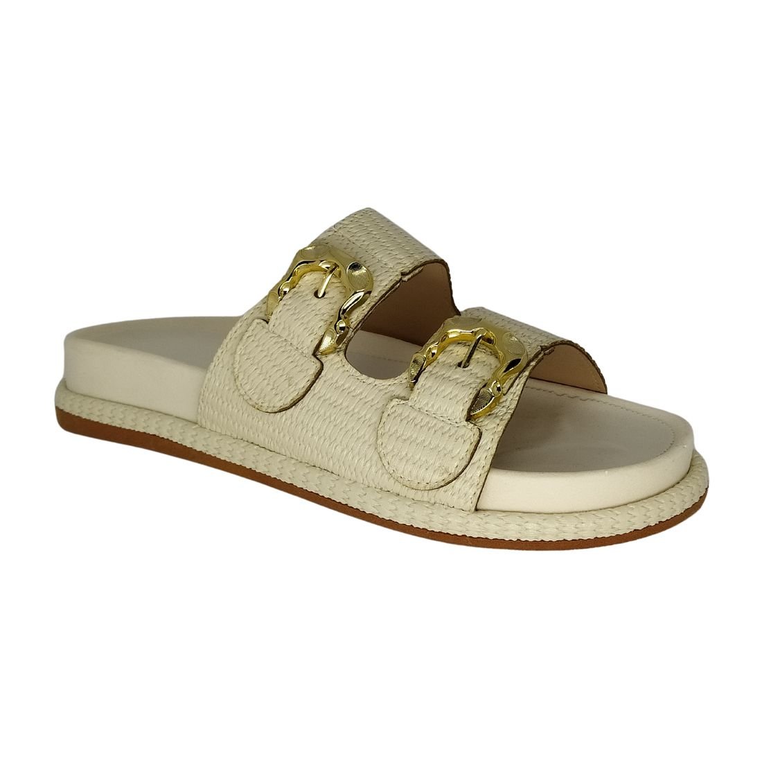 Chinelo Anna Flor Duas Fivela Branco 1