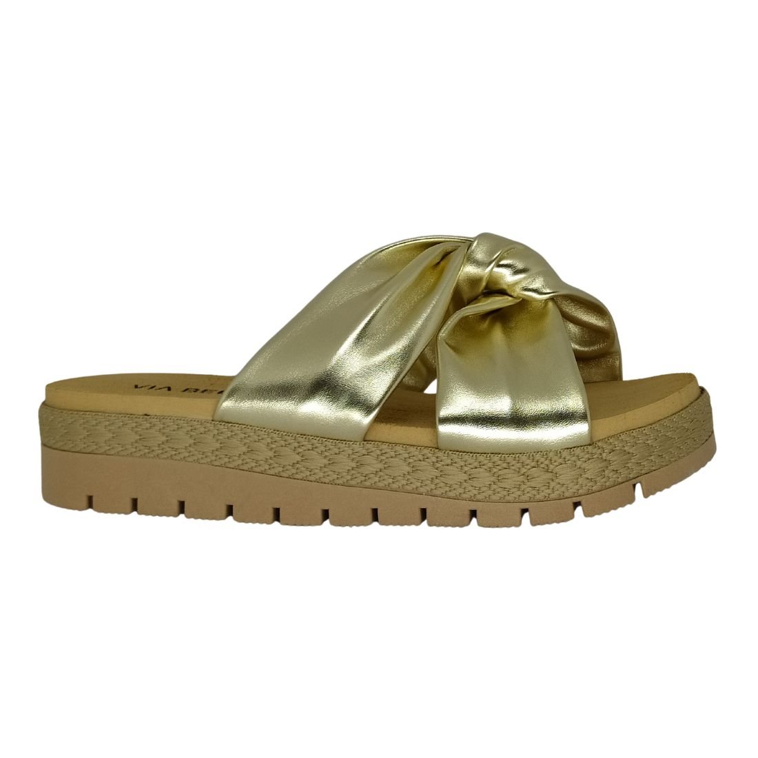 Tamanco Via Bella Flatform Dourado Dourado 2