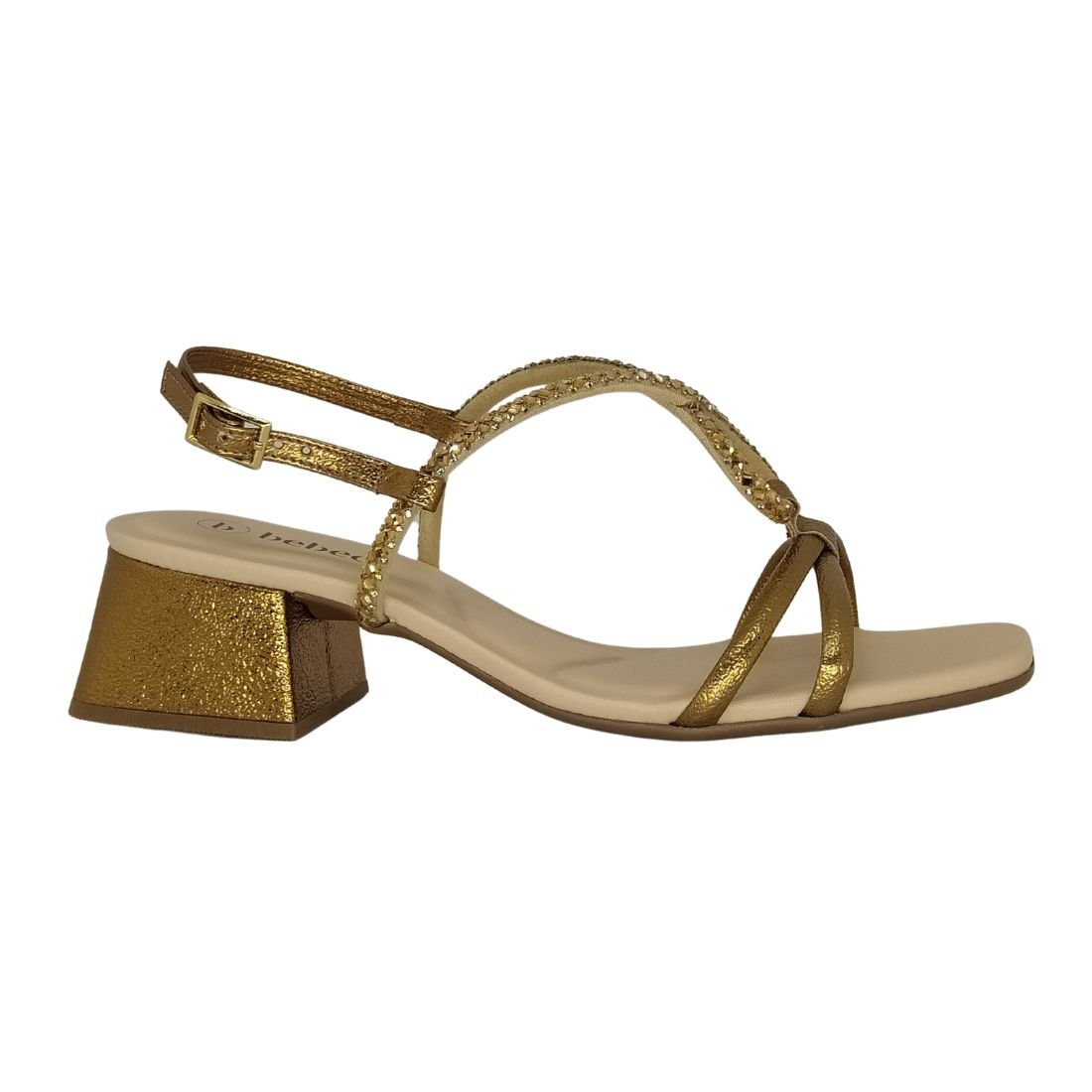 Sandália Bebecê Bronze Salto Médio Dourado 2