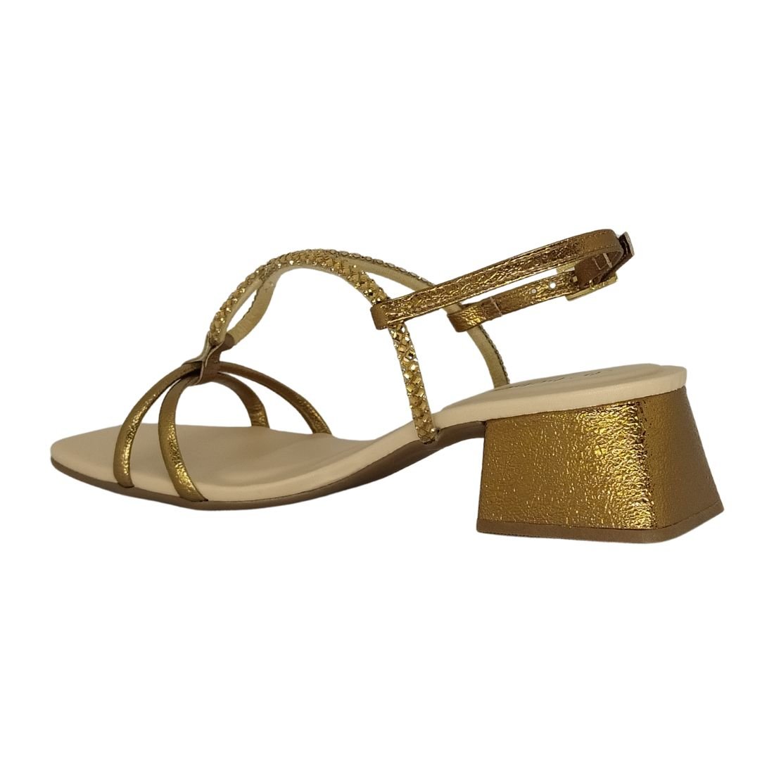 Sandália Bebecê Bronze Salto Médio Dourado 3