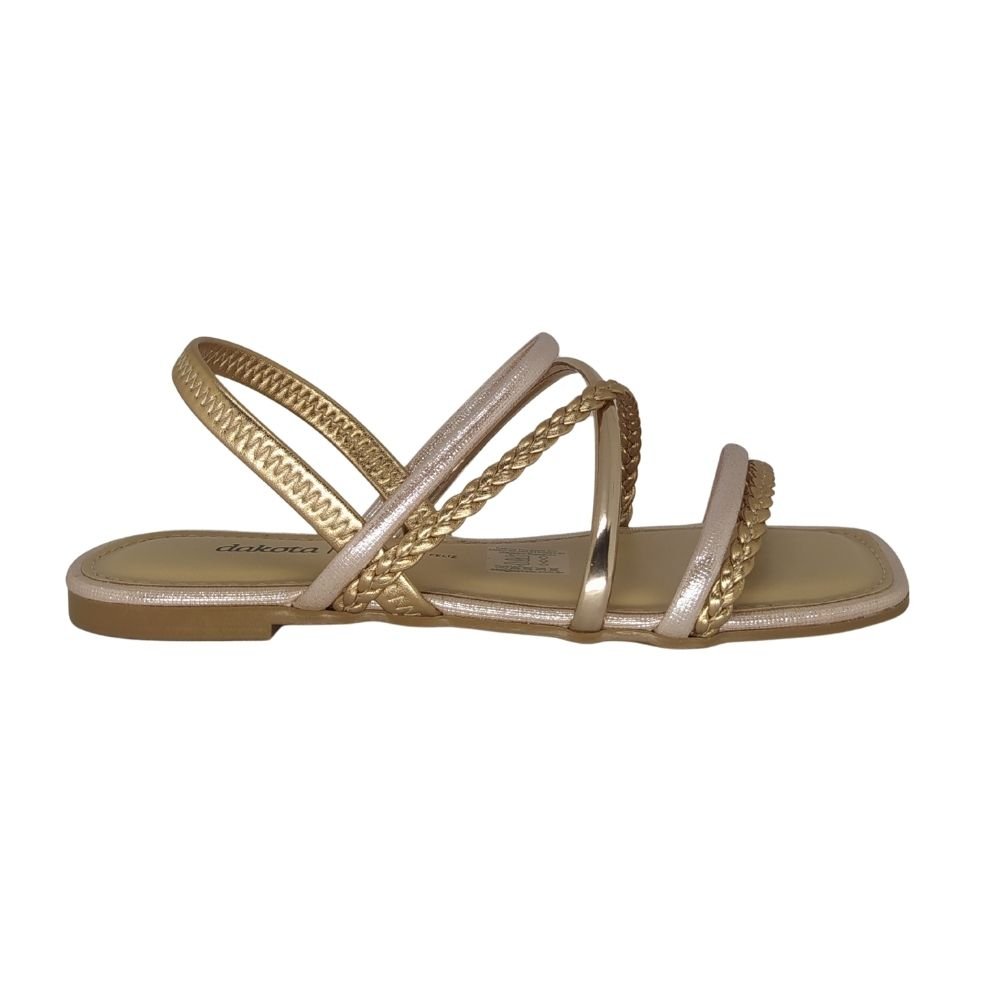 Sandália Dakota Rasteira Brilho Ouro 2