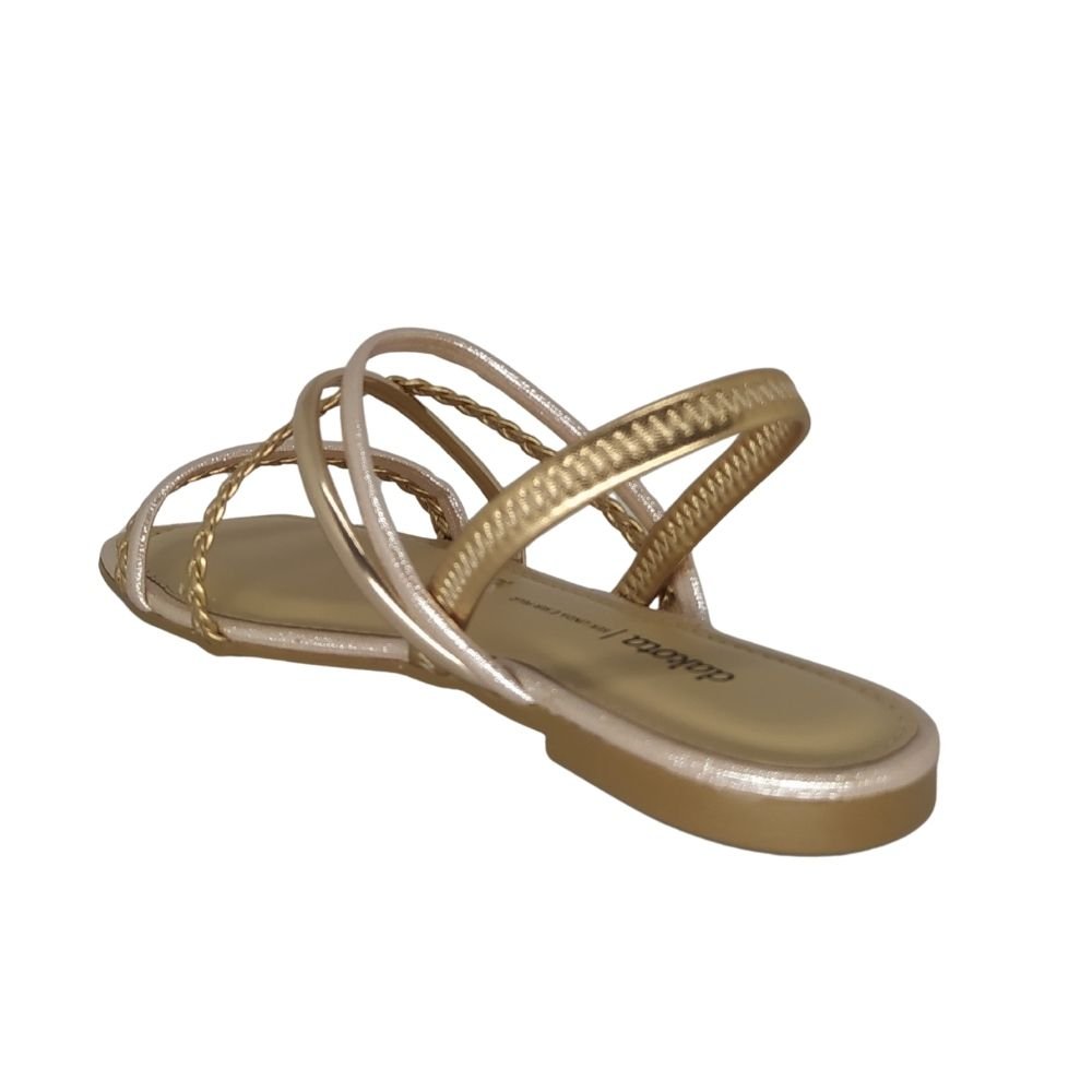 Sandália Dakota Rasteira Brilho Ouro 3