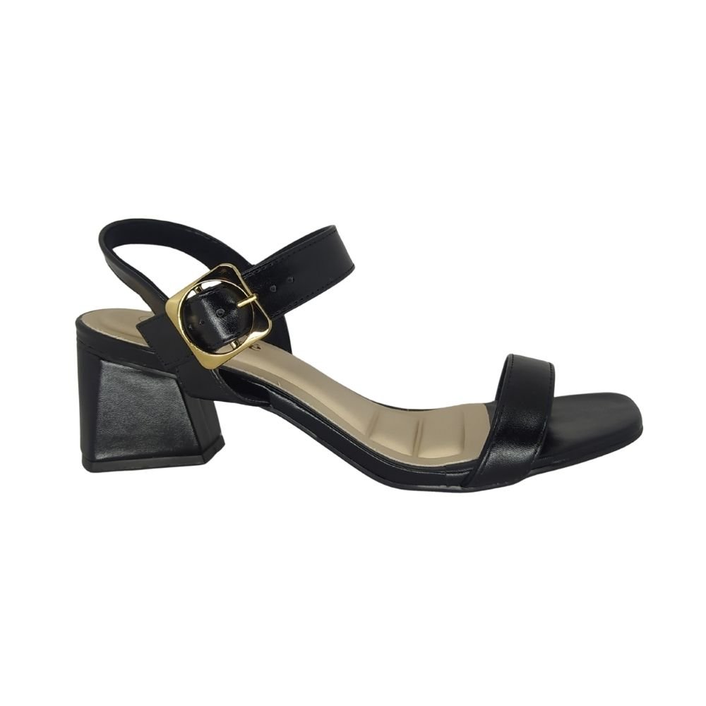 Sandália Bebecê Salto Médio Preto 2