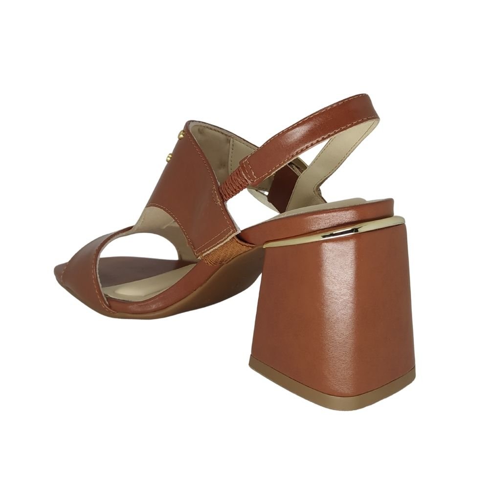 Sandália Bebecê Salto Médio Bloco Marrom 3