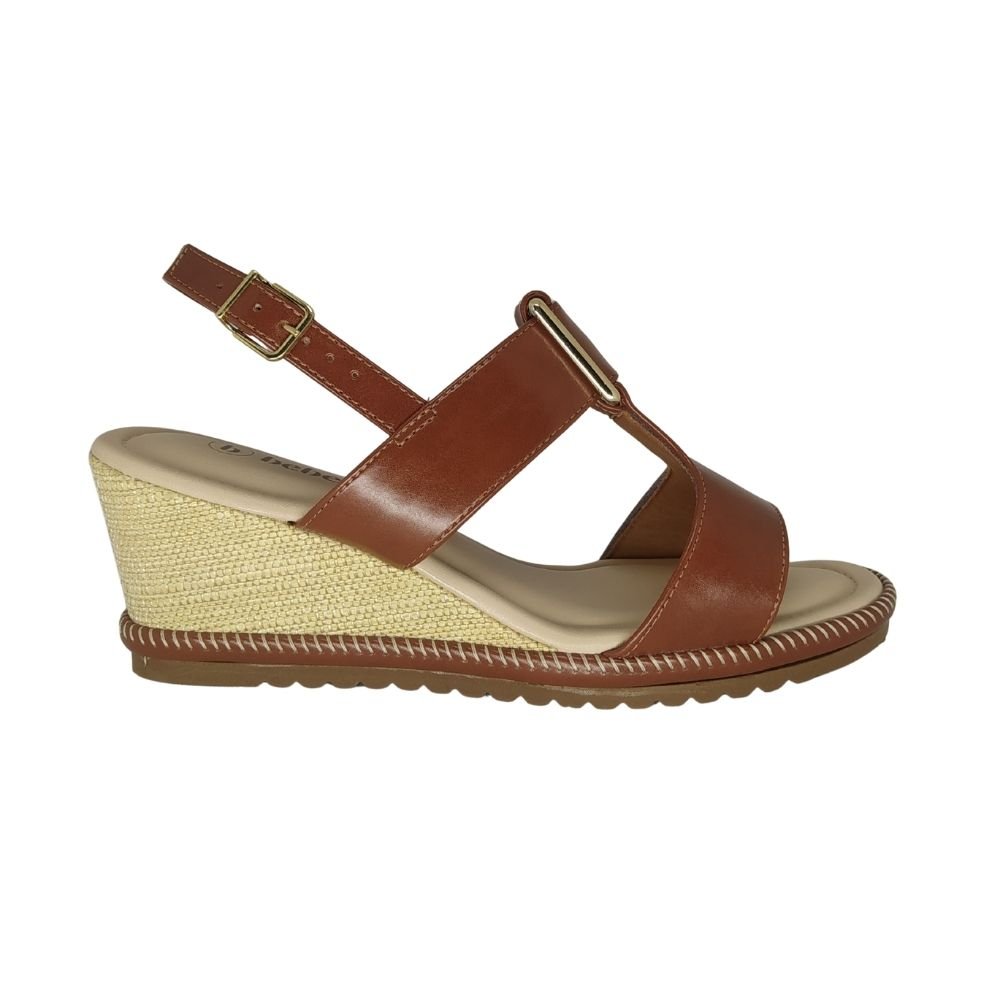 Sandália Bebecê  Salto Médio Anabela Marrom 2