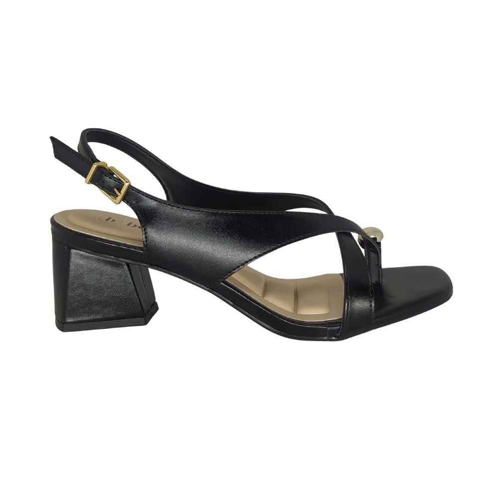 Sandália Bebecê Salto Médio de Dedo Preto 2