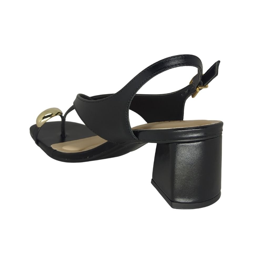 Sandália Bebecê Salto Médio de Dedo Preto 3