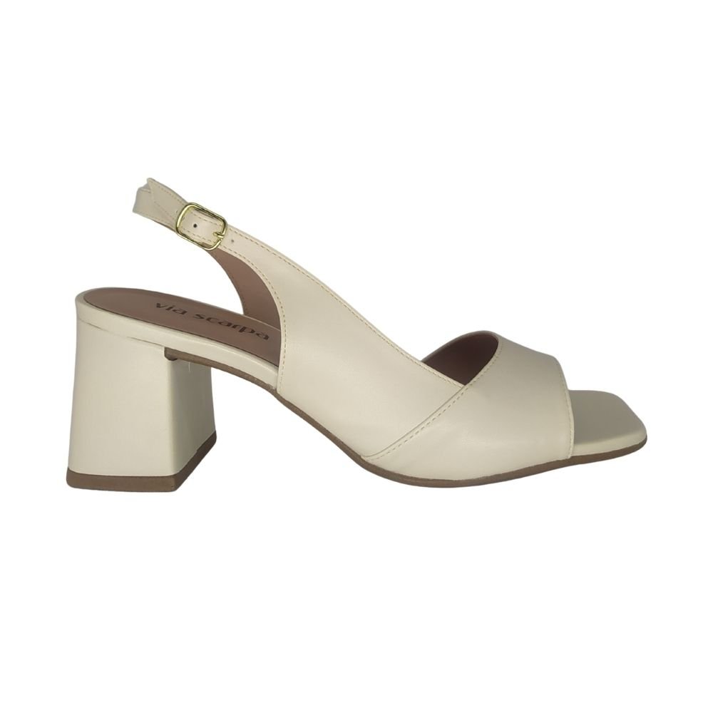 Sandália Via Scarpa Salto Médio Branco 2