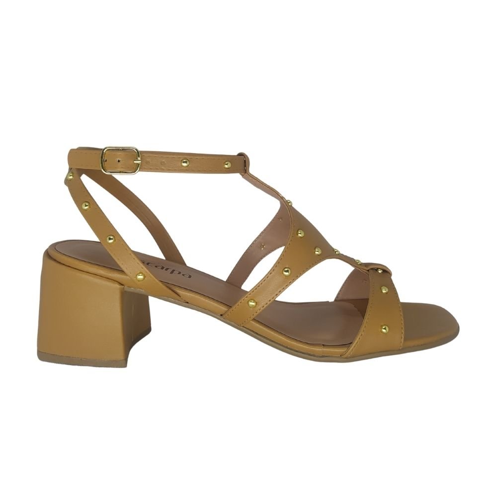 Sandália Salto Bloco Via Scarpa Creme 2