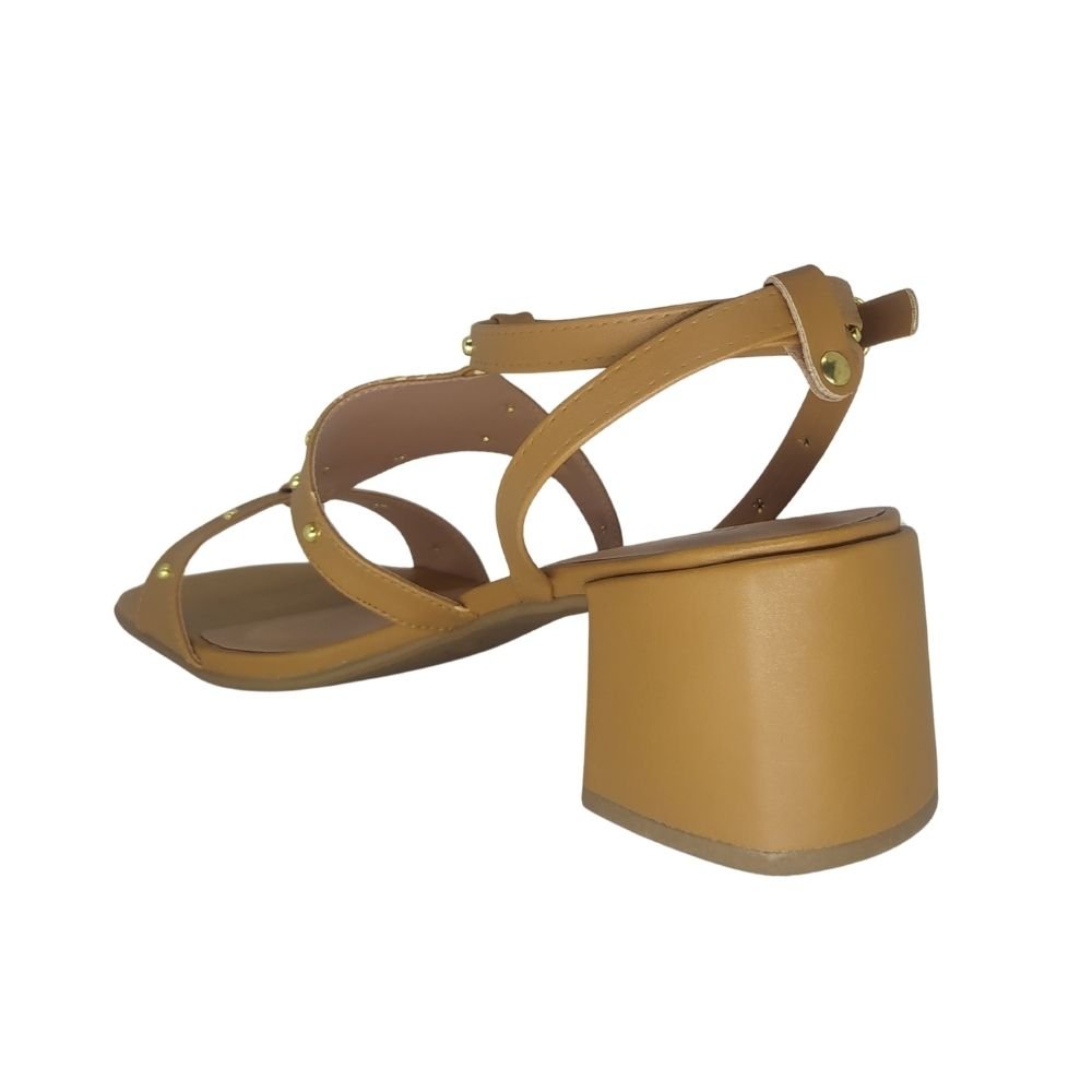 Sandália Salto Bloco Via Scarpa Creme 3