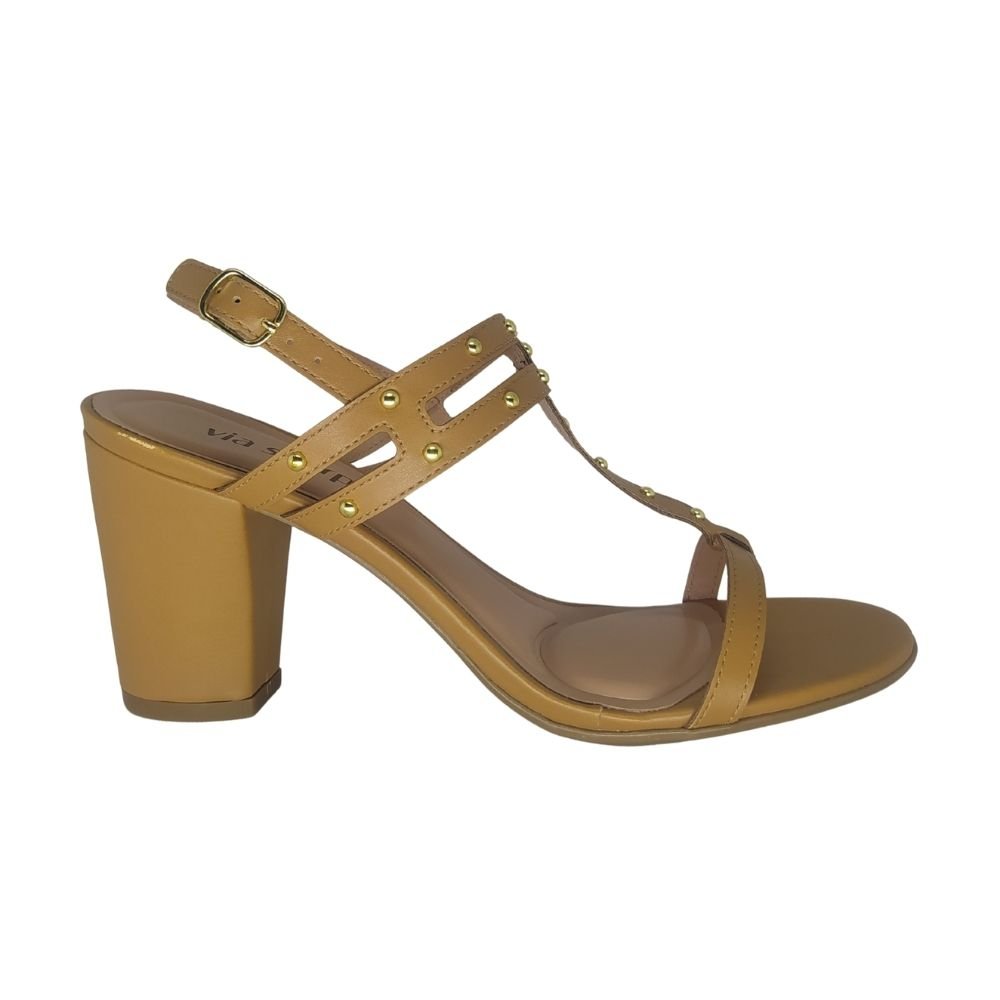 Sandália Salto Médio Via Scarpa Creme 2