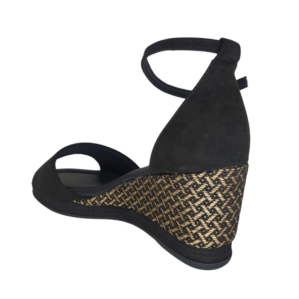 Sandália Piccadilly Anabela em Camurça Preto 3