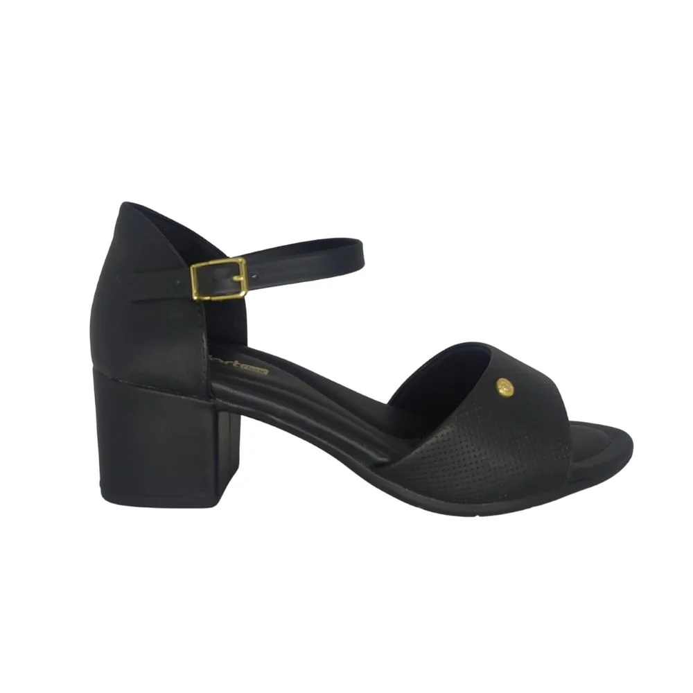 Sandália Comfortflex Salto Médio Preto 2