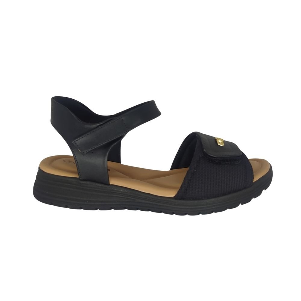 Sandália Comfortflex com Ajuste em Velcro Preto 2