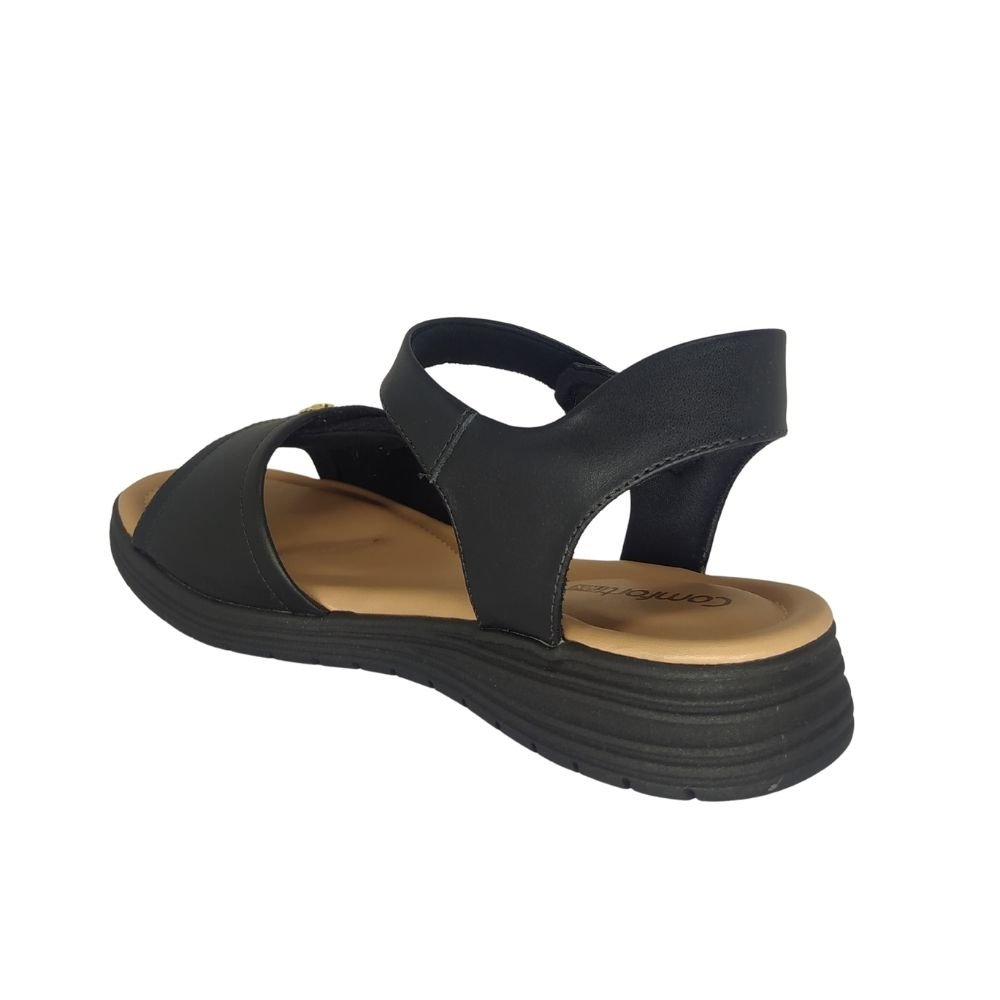 Sandália Comfortflex com Ajuste em Velcro Preto 3