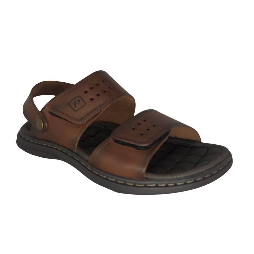 Sandália Pegada em Couro com Ajuste em Velcro