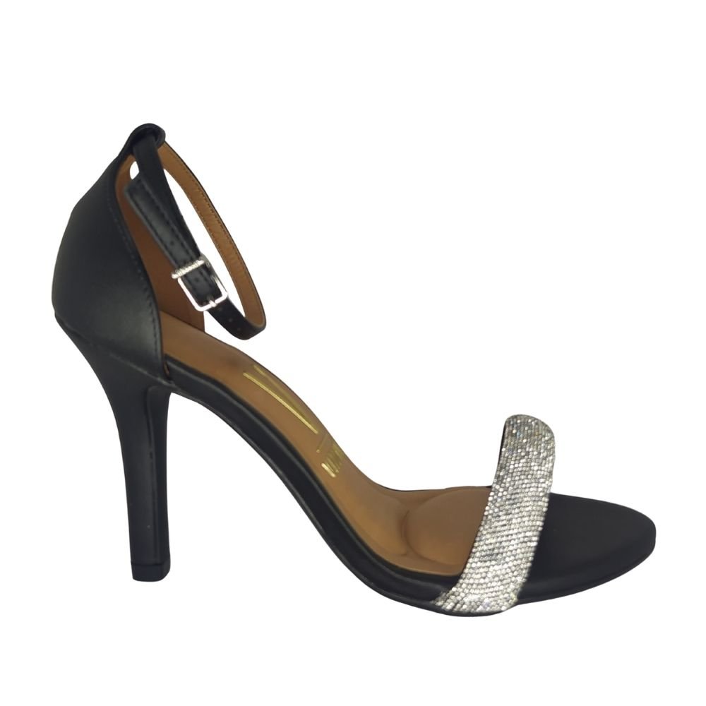 Sandália Social Vizzano Salto Alto com Brilho Preto 2