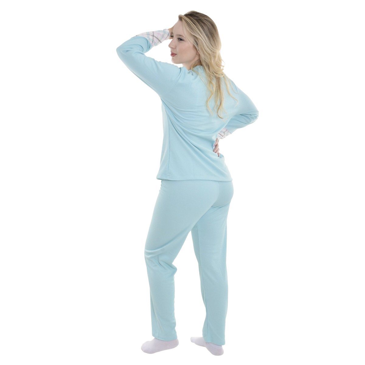 Pijama feminino de inverno peluciado Fofucho Victory Azul 3