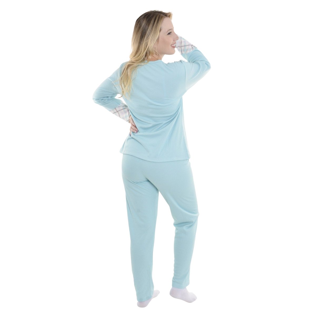Pijama feminino de inverno peluciado Fofucho Victory Azul 4