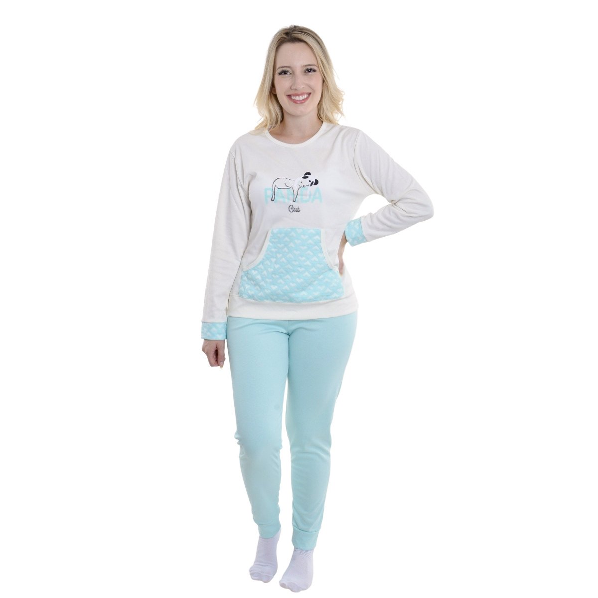 Pijama feminino de inverno canelado Kanguru Victory