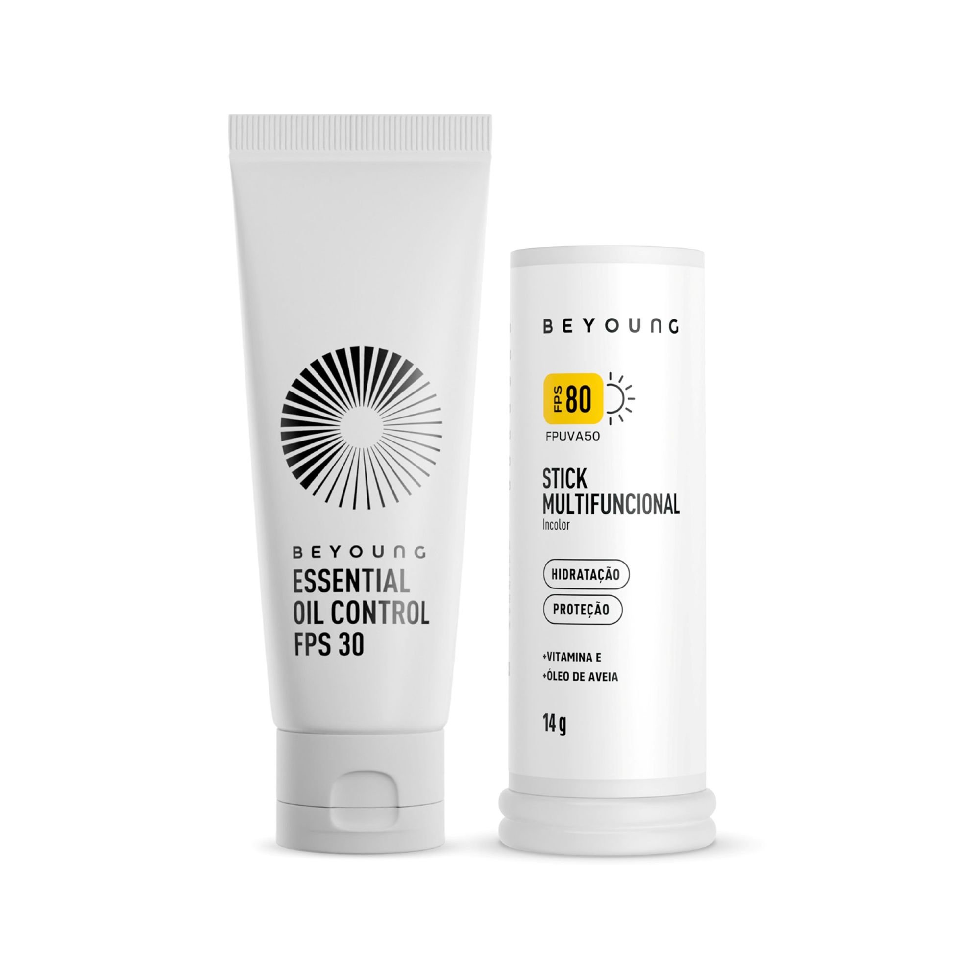 Kit Beyoung Dupla Proteção 1 FPS 30 e 1 Stick Incolor FPS 80 ÚNICO 1