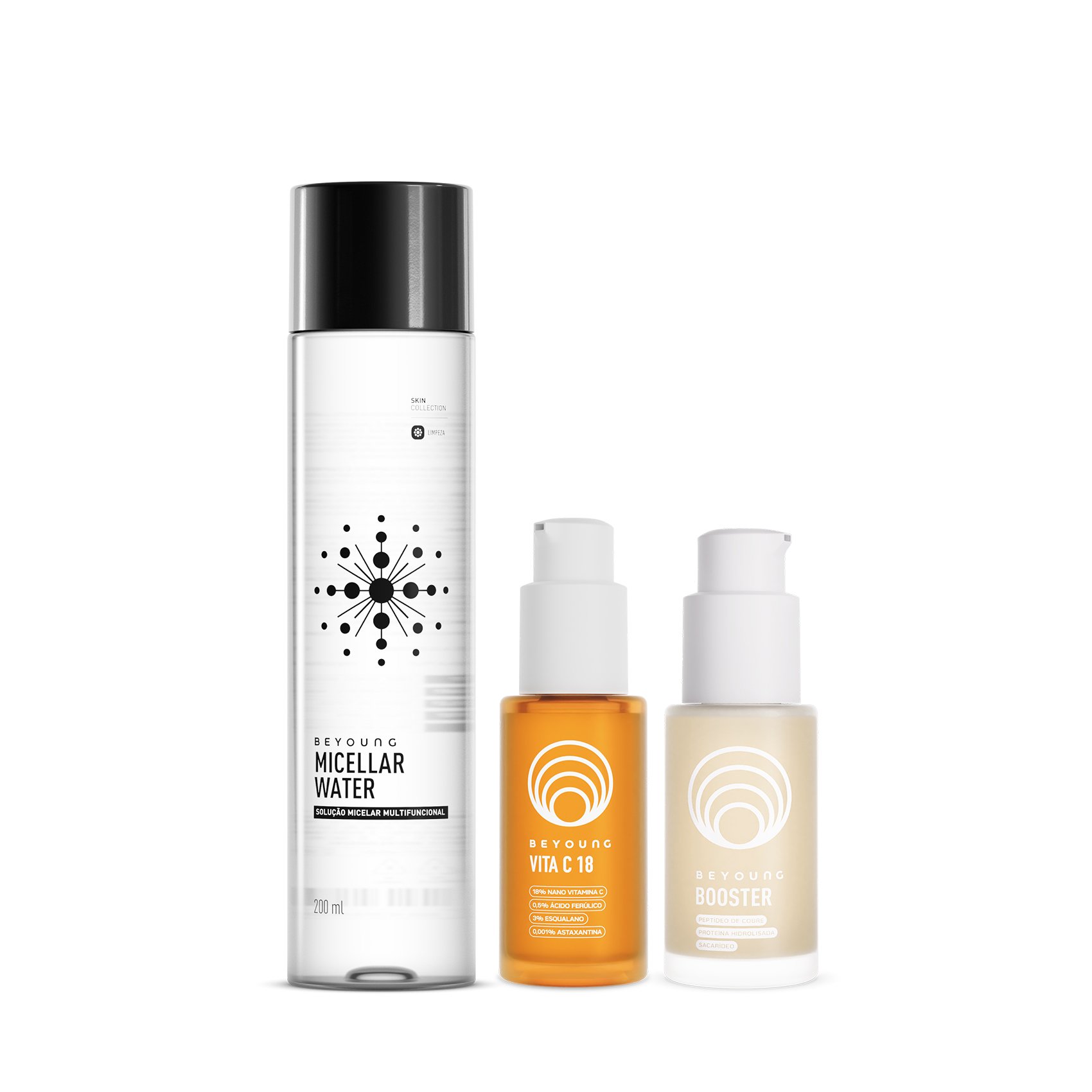 Kit Beyoung Tratamento Antioxidante 1 Sérum Booster + 1 Sérum Vita C + 1 Água Micelar