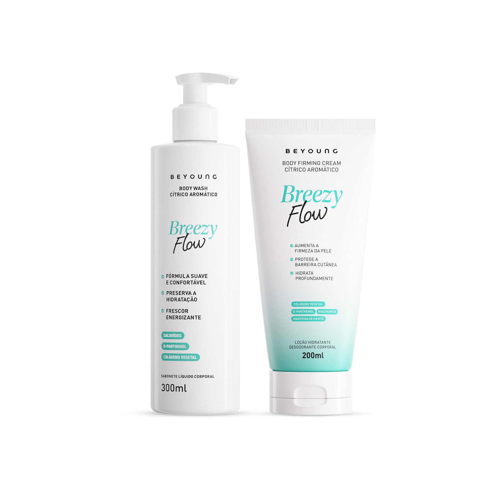 Beyoung Dupla Corporal Hidratante e Sabonete Líquido Breezy Flow Cítrico Aromático