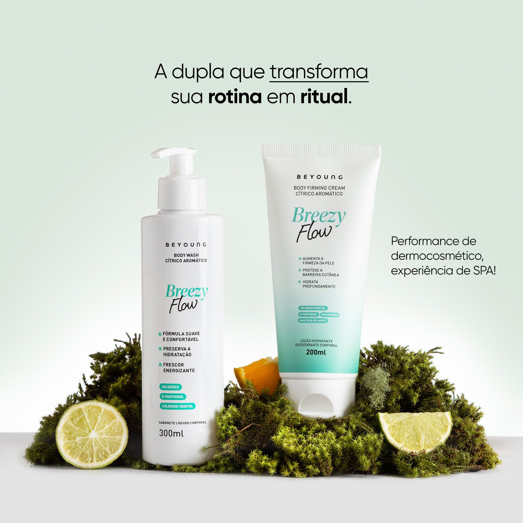 Beyoung Dupla Corporal Hidratante e Sabonete Líquido Breezy Flow Cítrico Aromático ÚNICO 2