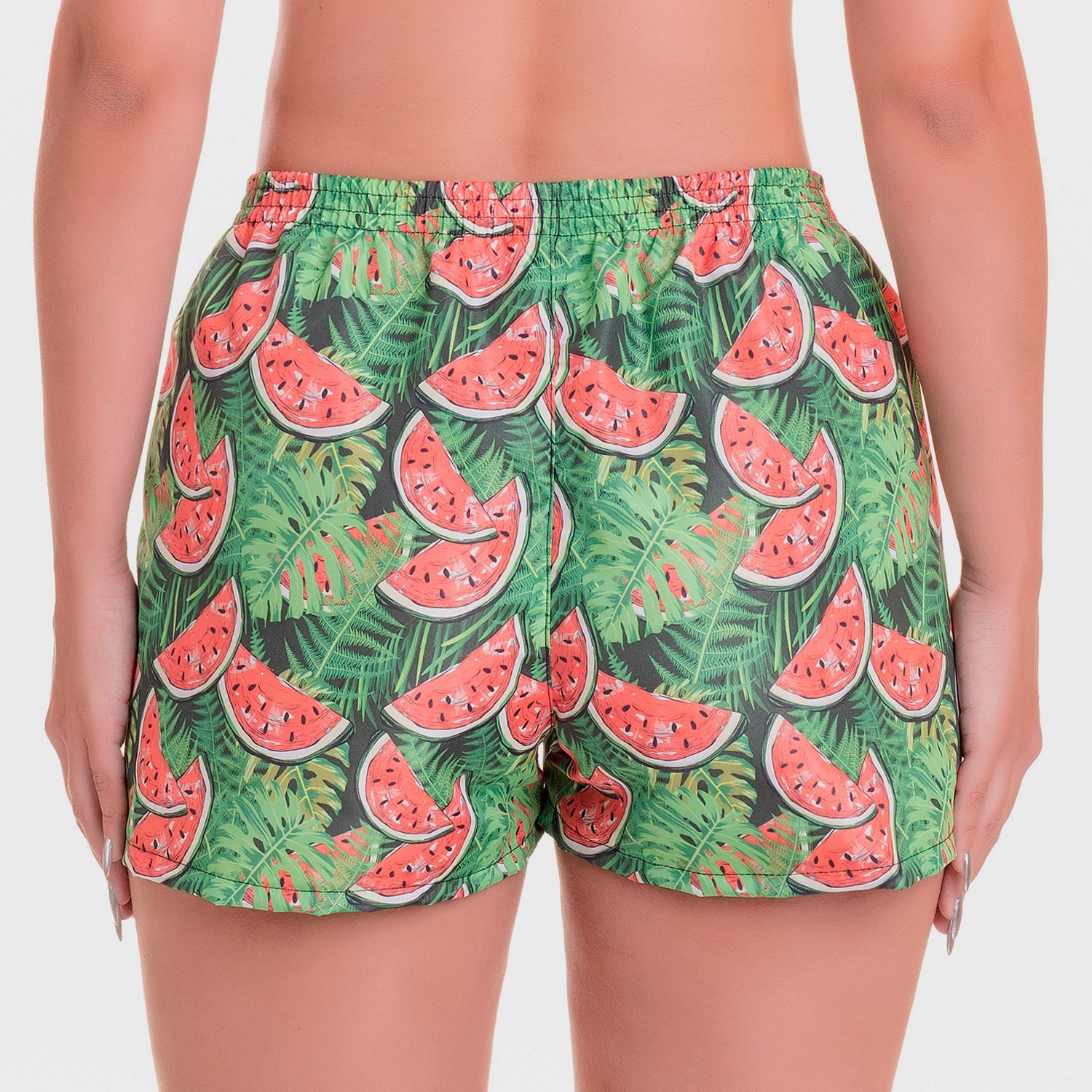Short Praia Feminino Slim Melancia Verde