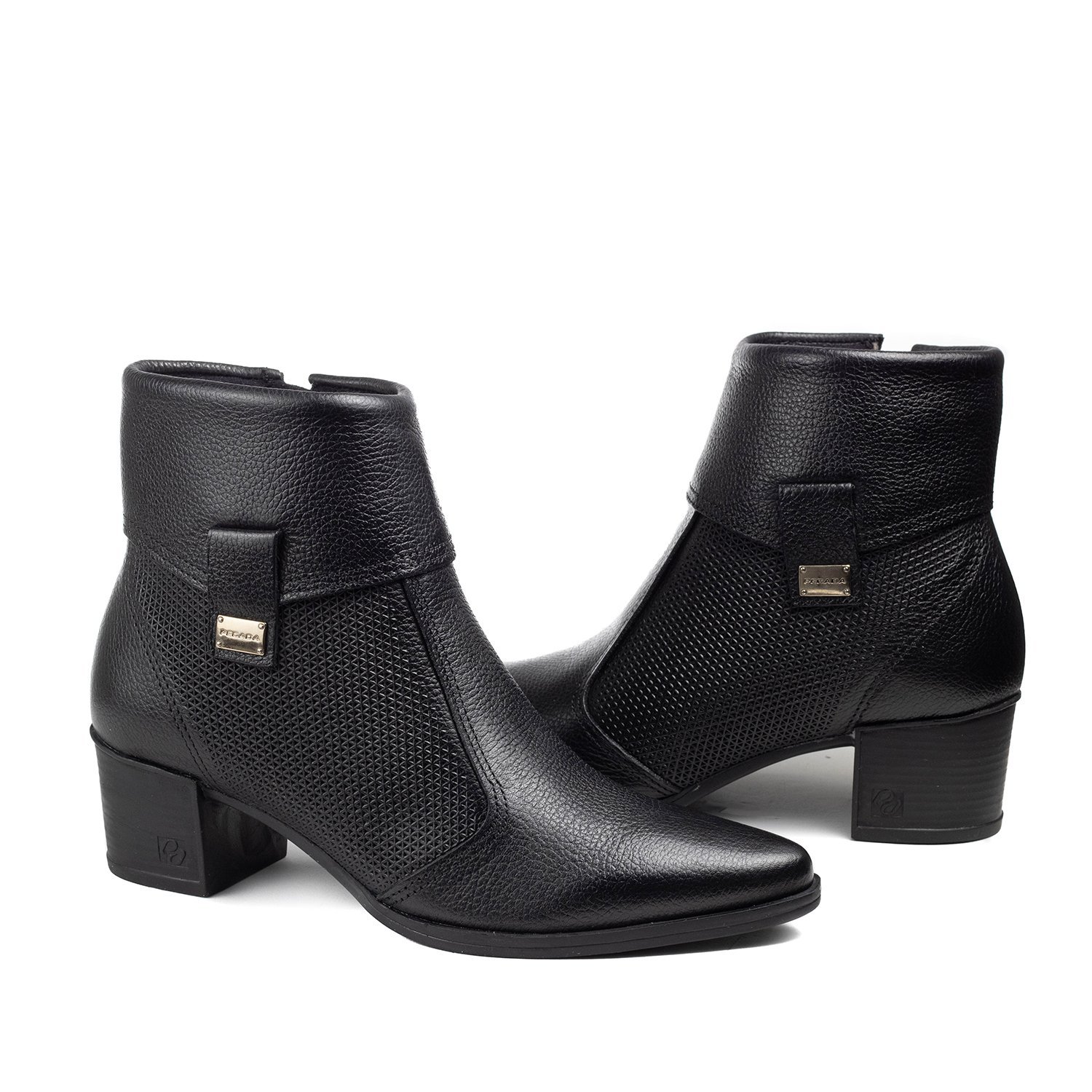 Bota Pegada Feminina Cano Curto Couro Preto 6