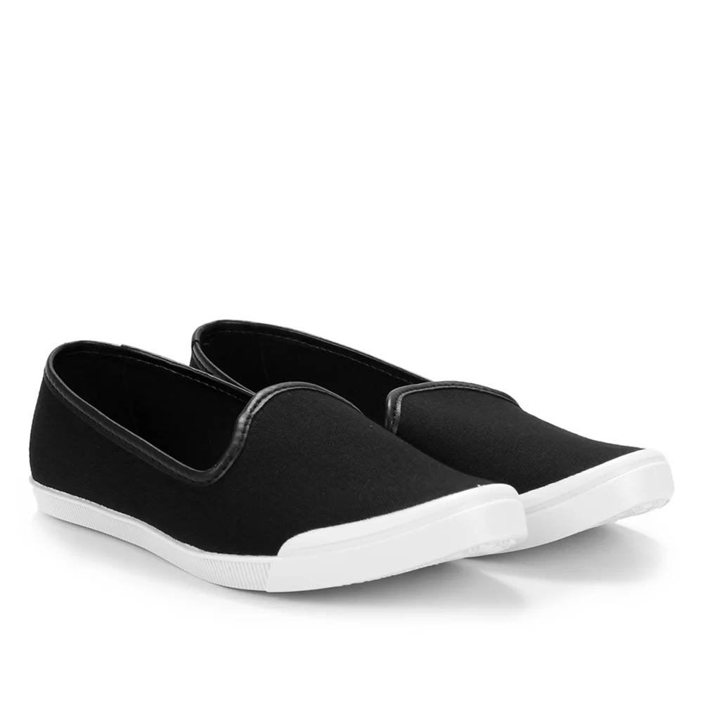 Tênis Slip On Moleca Liso Feminino - Preto Preto 1