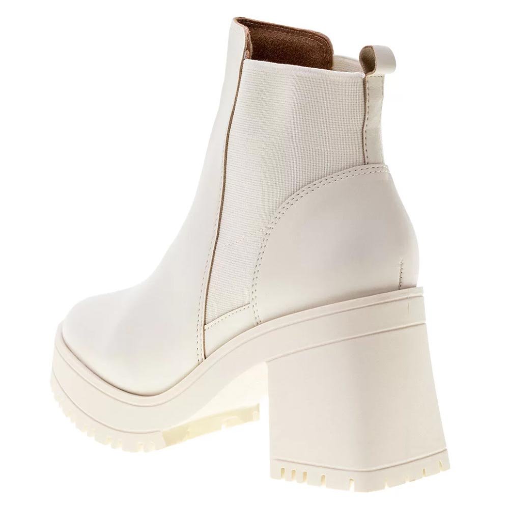 Bota Feminina Vizzano Salto Alto Tratorado - Branco Off Bege 4