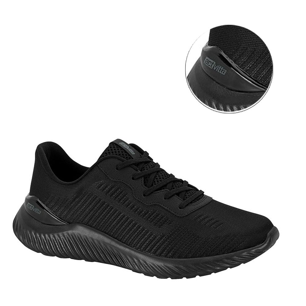 Tênis Actvitta Esportivo Casual Masculino- Preto/ Preto Preto 2