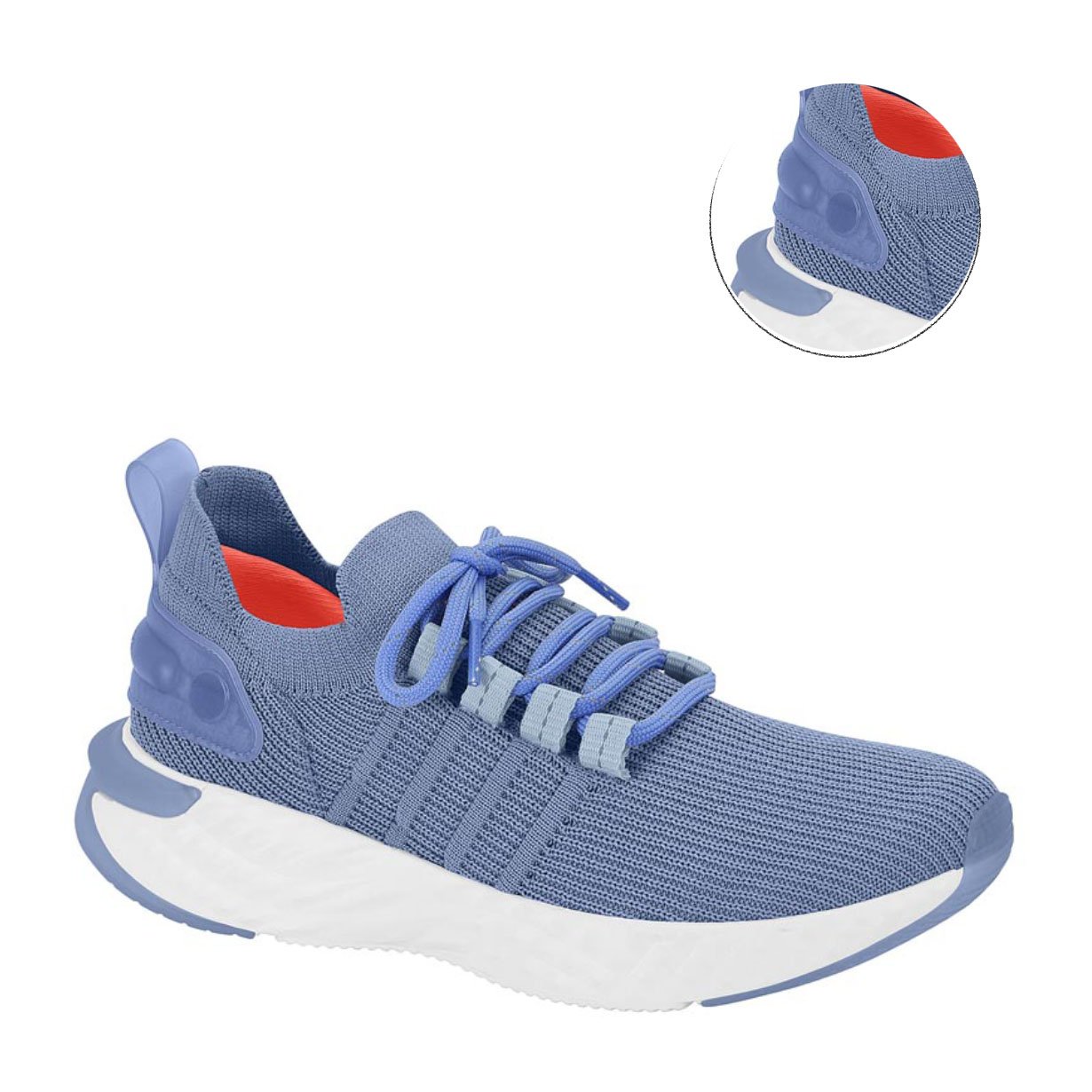 Tênis Actvitta Feminino Knit Calce Fácil- Jeans Azul 2