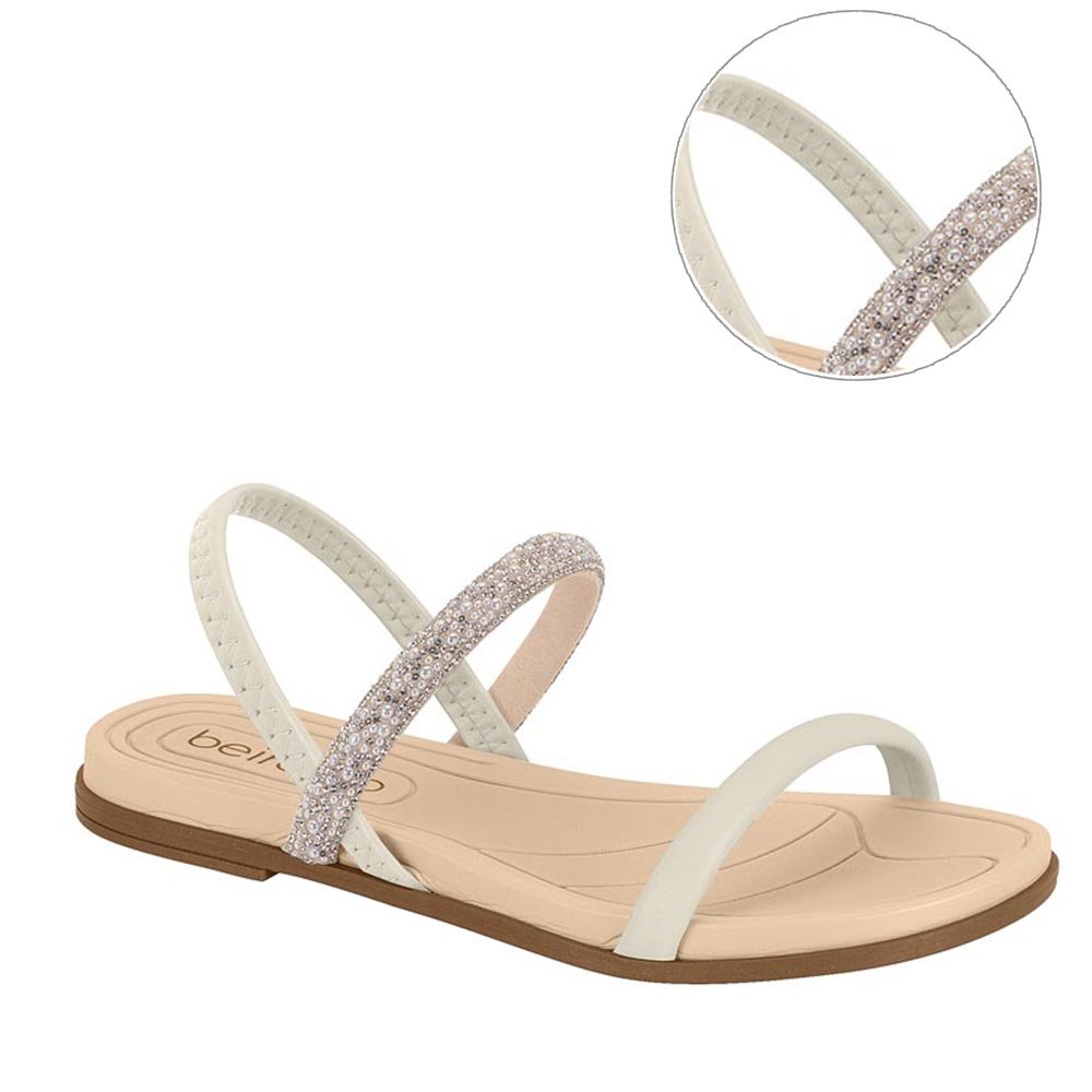 Sandália Feminina Flat Beira Rio Strech- Branco Off Branco 1