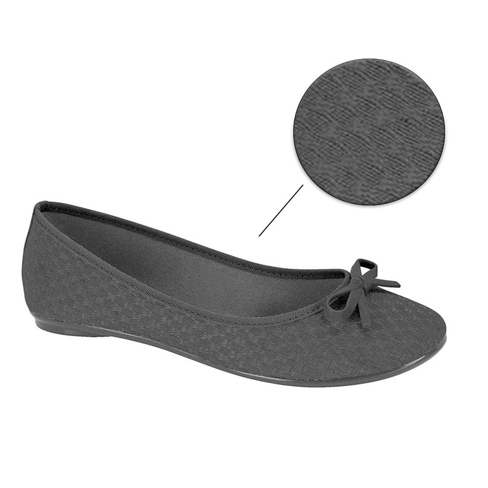 Sapatilha Moleca Tecido Tramado Laço Frontal - Preto Preto 2