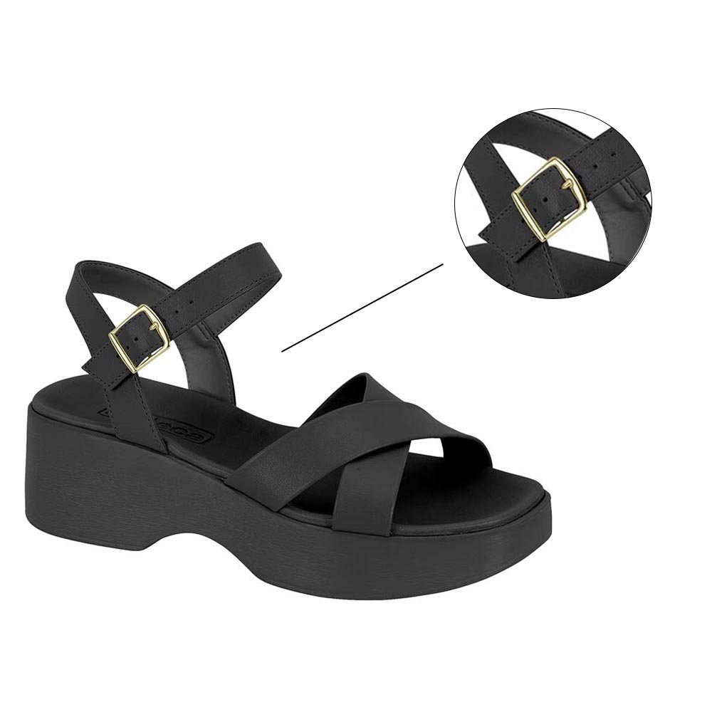 Sandalia Feminina Tiras Cruzadas Moleca Ajustavel - Preto Preto 1
