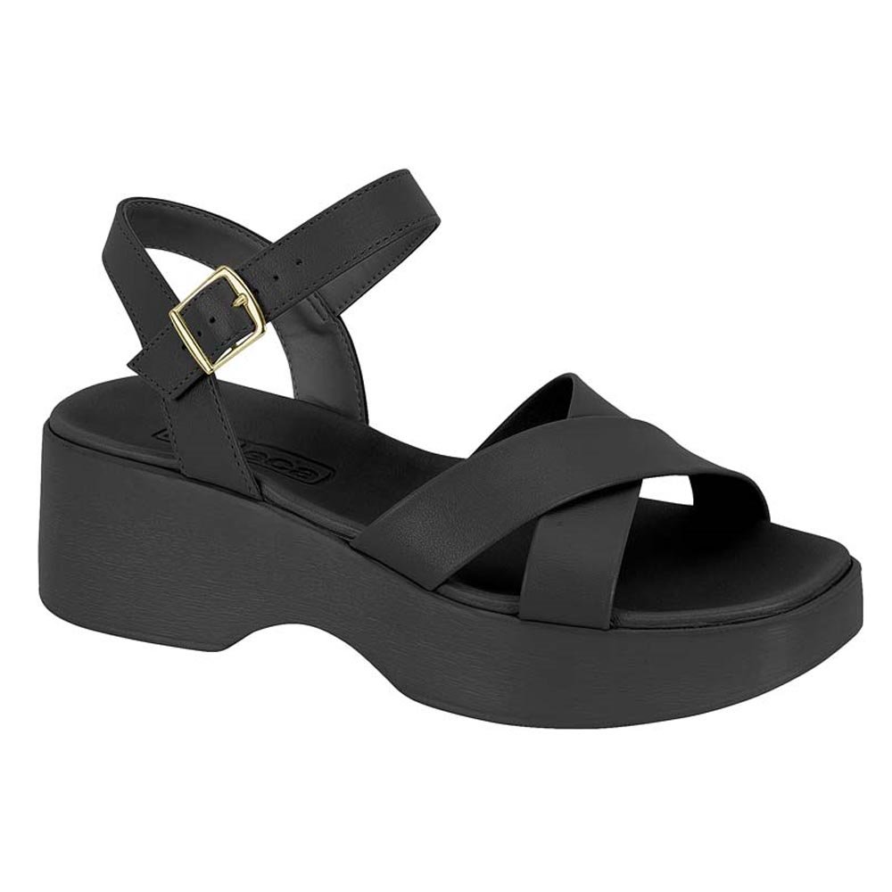 Sandalia Feminina Tiras Cruzadas Moleca Ajustavel - Preto Preto 2