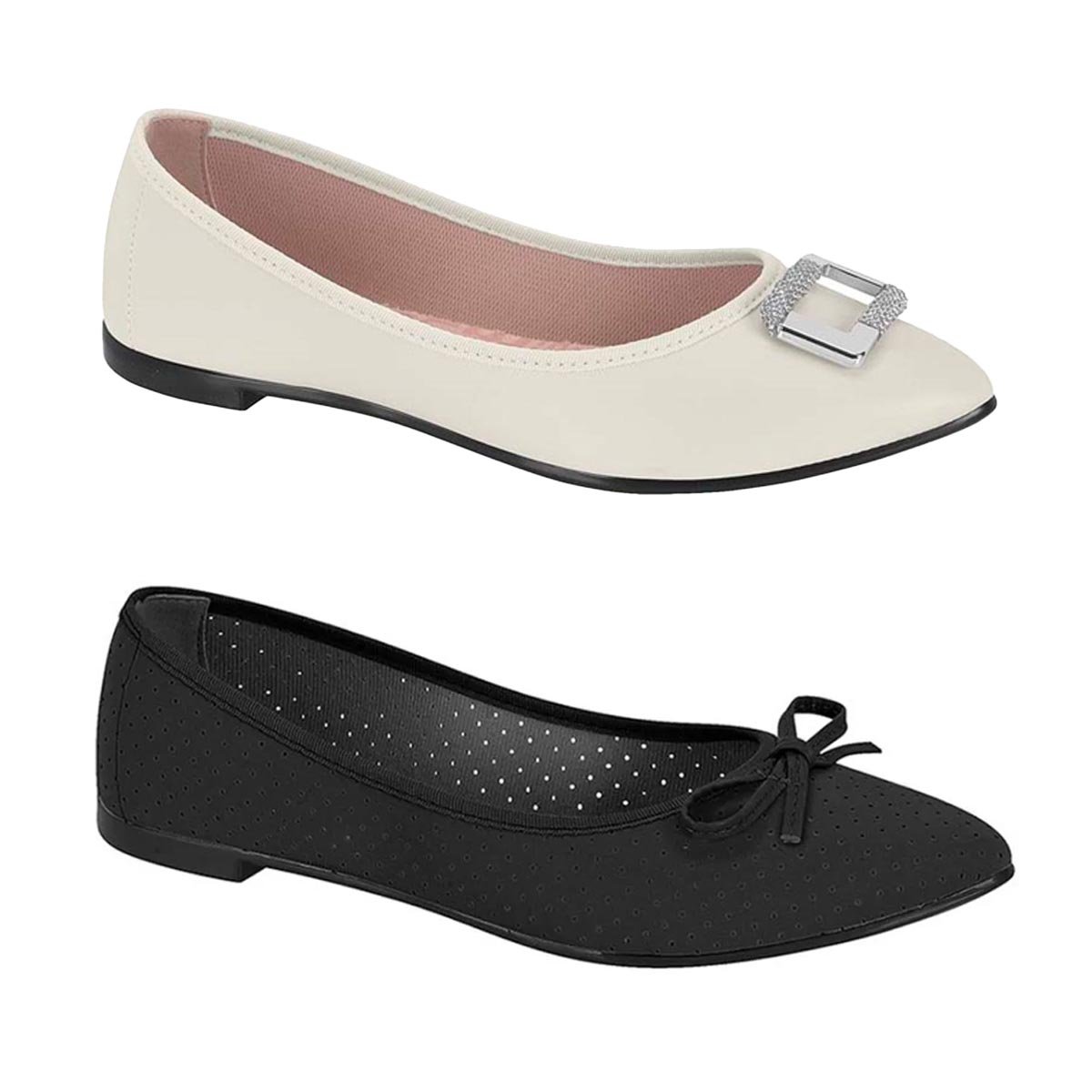 Kit Moleca com 2 Pares de Sapatilhas Moleca Dia a dia - Preto/ Branco Off Branco 3