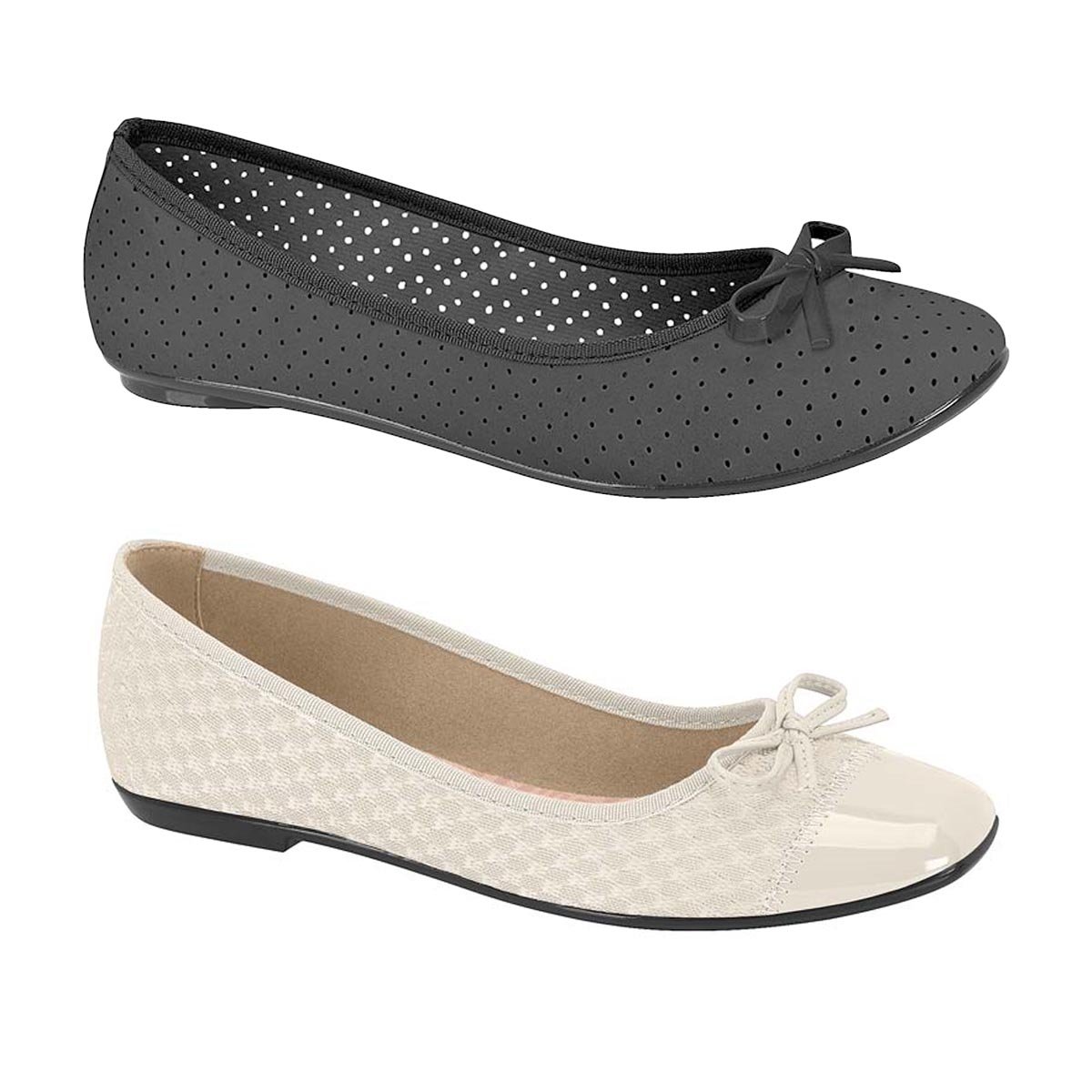 Kit 2 Pares de Sapatilhas Moleca Moda Casual - Preto/ Branco Off Preto 3