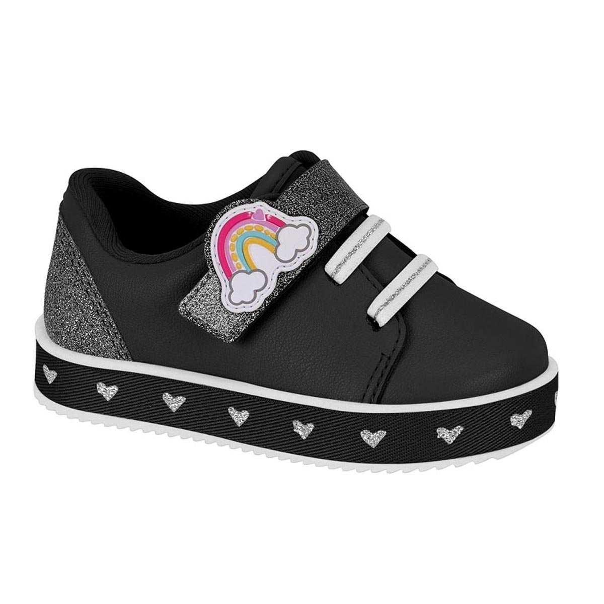 Tenis Infantil Menina Molekinha Calce Fácil Velcro - Preto