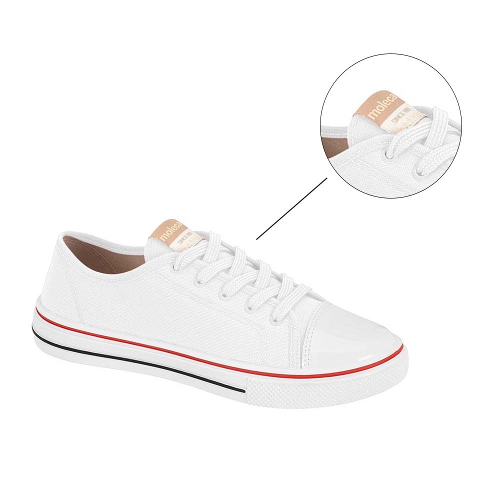 Tênis Feminino Moleca Urbano Casual - Branco/ Vermelho Branco/Vermelho 2