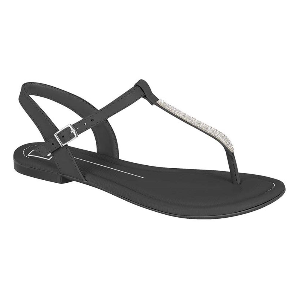 Rasteirinha Moleca Feminina Dedo Strass- Preto Preto 1