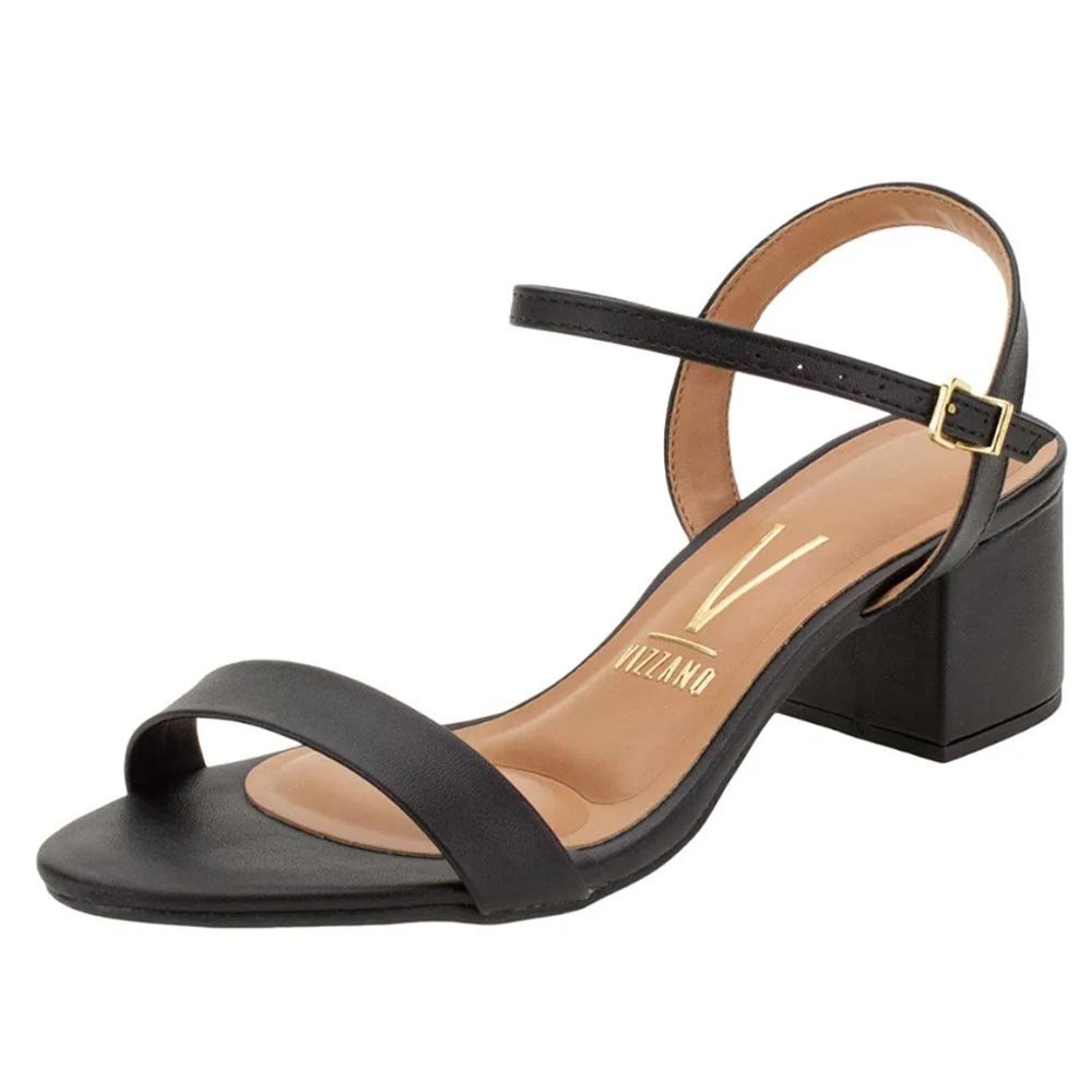 Sandália Feminina Vizzano Casual Salto Grosso - Preto Preto 1