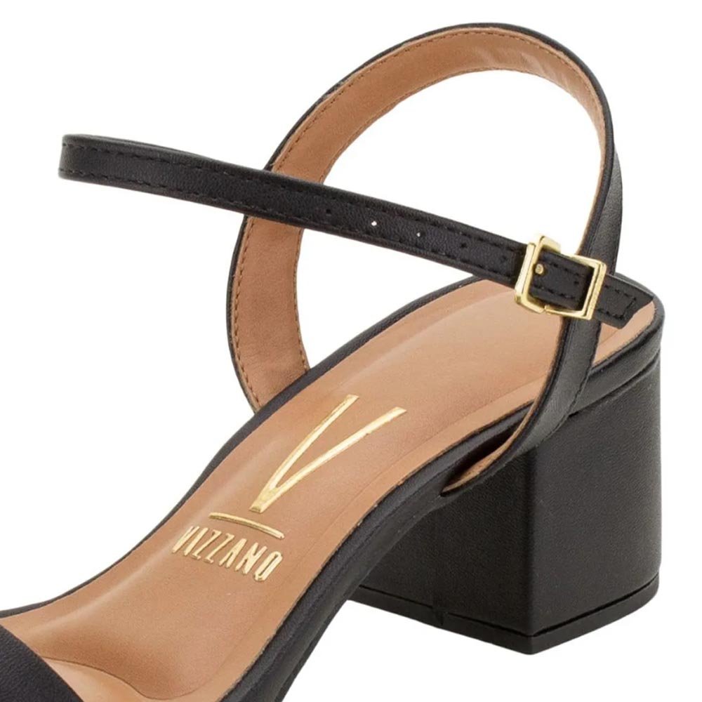 Sandália Feminina Vizzano Casual Salto Grosso - Preto Preto 2